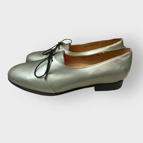 Dieppa Restrepo Metallic Mint Leather Lace Oxfords 8.5 - Like New! - Picture 5 of 8